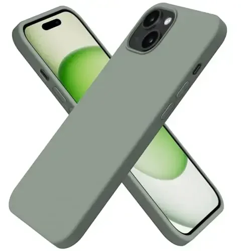 BUYDOT for iPhone 15 Case Liquid Silicone Slim Shockproof Protective Cover 6.1 Inch Anti-Scratch Drop Protection,Calke Green - BUYDOT