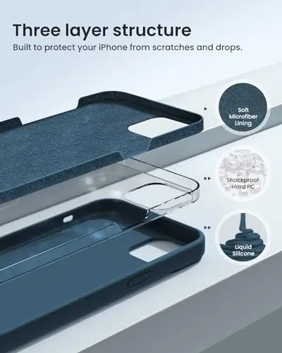 BUYDOT for iPhone 15 Case Liquid Silicone Slim Shockproof Protective Cover 6.1 Inch Anti-Scratch Drop Protection,Cobalt Blue - 2