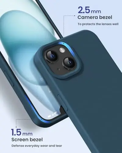 BUYDOT for iPhone 15 Case Liquid Silicone Slim Shockproof Protective Cover 6.1 Inch Anti-Scratch Drop Protection,Cobalt Blue - 3