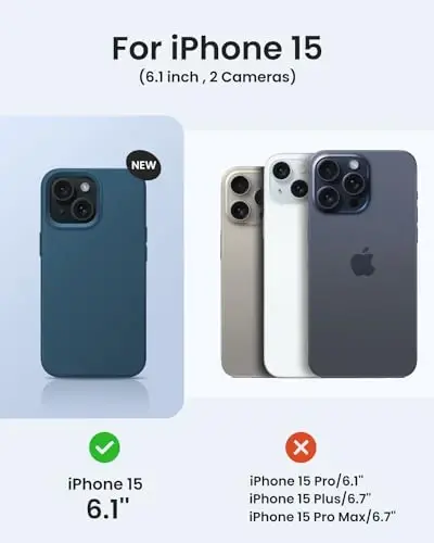 BUYDOT for iPhone 15 Case Liquid Silicone Slim Shockproof Protective Cover 6.1 Inch Anti-Scratch Drop Protection,Cobalt Blue - 6