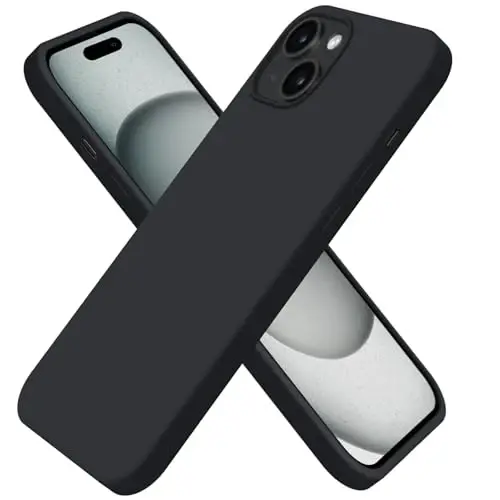 BUYDOT for iPhone 15 Case Liquid Silicone Slim Shockproof Protective Cover 6.1 Inch Anti-Scratch Drop Protection,Black - BUYDOT