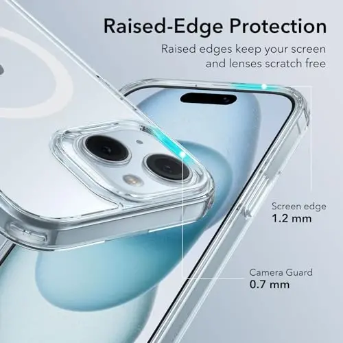 ESR for iPhone 15 Case, Compatible with MagSafe, Military-Grade Protection, Yellowing Resistant, Scratch-Resistant Back, Magnetic Phone Case for iPhone 15, Classic Series, Clear Blue - 3