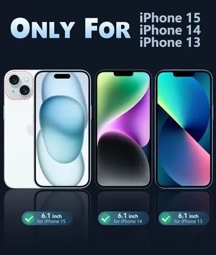 FNTCASE for iPhone 15 Case: for iPhone 14 & iPhone 13 Case | Magnetic Frosted Translucent Slim Shockproof Cell Phone Cover | Military Grade Protection Drop Proof Tough Protective Cases - Black 