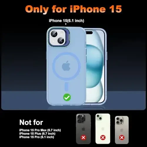 JAME for iPhone 15 Case with Stand, [Compatible with Magsafe] Built-in Camera Kickstand Phone Cover for iPhone 15, Magnetic Case for iPhone 15 6.1”, Sierra Blue - JAME (1)