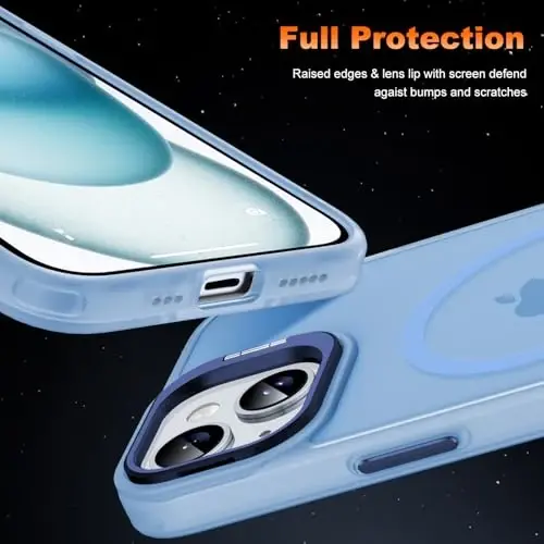 JAME for iPhone 15 Case with Stand, [Compatible with Magsafe] Built-in Camera Kickstand Phone Cover for iPhone 15, Magnetic Case for iPhone 15 6.1”, Sierra Blue - 7