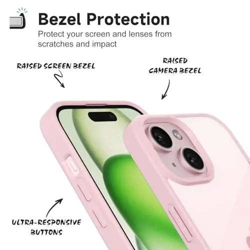 iPhone 15 Kılıfı için LoeoeL Şeffaf, Transparan Hibrit 15 Telefon Kılıfı [Sert Plastik & Yumuşak Silikon Tampon] Akrilik Sararmayan İnce Koruyucu Kadınlar için Kılıf, Açık Pembe - 4