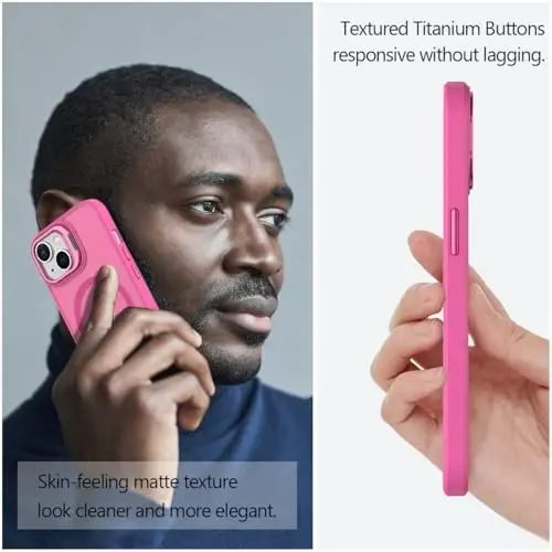 Nvollnoe for iPhone 15 Case Compatible with MagSafe Military Grade Shockproof Heavy Duty Protective Adjustable Kickstand Matte Semi Clear Phone Case for iPhone 15(Rose) - 5