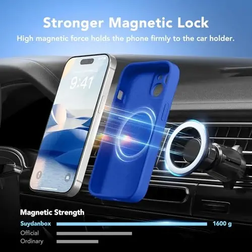 SuydanBox Magnetic for iPhone 15 Case, Compatible with MagSafe, [Screen Protector + Full Camera Protection], Silicone Shockproof Anti-Scratch Protective Phone Case for iPhone 15 6.1