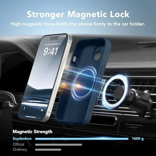 SuydanBox Magnetic for iPhone 15 Case, Compatible with MagSafe, [Screen Protector + Full Camera Protection], Silicone Shockproof Anti-Scratch Protective Phone Case for iPhone 15 6.1