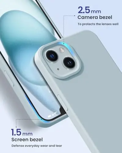 BUYDOT Designed for iPhone 15 Case, Silicone Phone Case [Military Grade Drop Protection] [Anti-Scratch Microfiber Lining] Silicone Ultra Slim Cover Shockproof Phone Cases 6.1 inch, Sky Blue - 3