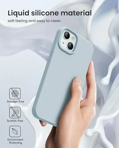 BUYDOT Designed for iPhone 15 Case, Silicone Phone Case [Military Grade Drop Protection] [Anti-Scratch Microfiber Lining] Silicone Ultra Slim Cover Shockproof Phone Cases 6.1 inch, Sky Blue - 5