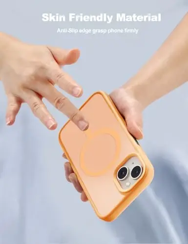 Tigowos for iPhone 15 case Fits MagSafe 10FT Drop Resistant Matte Skin Feeling Shockproof Back Cover Fits iPhone 15 Phone Cases, Yellow - 5