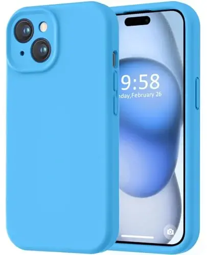 iPhone 15 Kılıfı ile Uyumlu AŞK 3000, [Pürüzsüz Silikon Tam Kaplama Kamera] [2,4 m Düşme Koruması], iPhone 15 6,1 inç için Yumuşak Mikrofiber Astarlı Tam Gövde Koruyucu Kılıf - Mavi 
