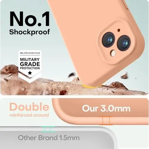 LOVE 3000 Compatible with iPhone 15 Case, [Smooth Silicone Full Coverage Camera] [8ft Drop Protection], Soft Microfiber Lining Full Body Protective Case for iPhone 15 6.1 inch - Cantaloupe - 4