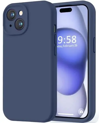 LOVE 3000 Compatible with iPhone 15 Case, [Smooth Silicone Full Coverage Camera] [8ft Drop Protection], Soft Microfiber Lining Full Body Protective Case for iPhone 15 6.1 inch - Navy Blue - 1