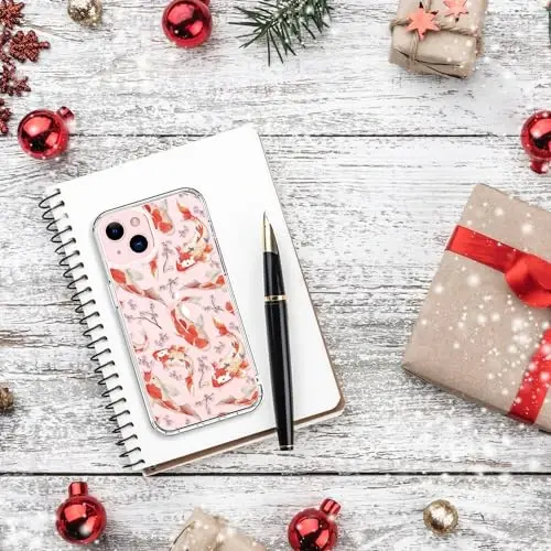 bicol Compatible with iPhone 15 Case, Crystal Acrylic Clear with Fashionable Pattern Designs for Girls Women, Slim Fit Shockproof Protective Phone Cover 6.1 inch,Elegant Fishes - 5