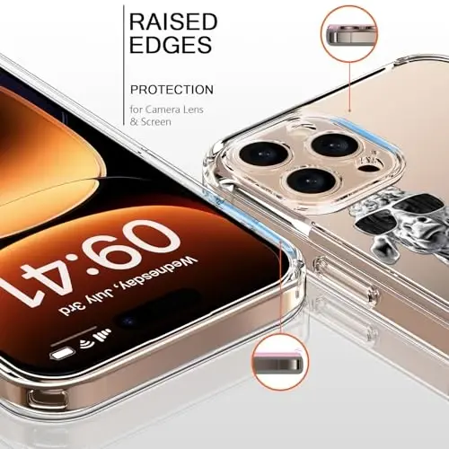 bicol Compatible with iPhone 15 Case, Crystal Acrylic Clear with Fashionable Pattern Designs for Girls Women, Slim Fit Shockproof Protective Phone Cover 6.1 inch,Giraffe Family - BICOL (1)