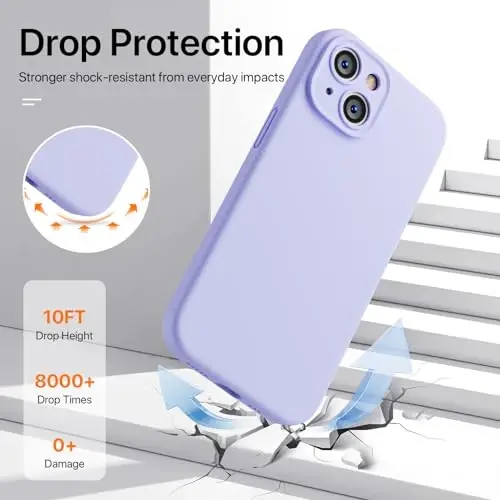 GOODVISH Compatible with iPhone 15 Case, Silicone Upgraded [Enhanced Camera Protection] Phone Case with [2 Screen Protectors], Soft Anti-Scratch Microfiber Lining Inside, 6.1 inch, Violet - 3