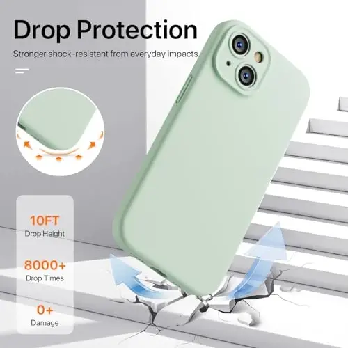 GOODVISH Compatible with iPhone 15 Case, Silicone Upgraded [Enhanced Camera Protection] Phone Case with [2 Screen Protectors], Soft Anti-Scratch Microfiber Lining Inside, 6.1 inch, Light Green - 3