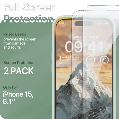 GOODVISH Compatible with iPhone 15 Case, Silicone Upgraded [Enhanced Camera Protection] Phone Case with [2 Screen Protectors], Soft Anti-Scratch Microfiber Lining Inside, 6.1 inch, Light Green - 5