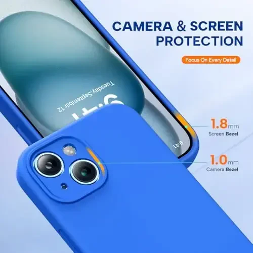 Miracase Compatible with iPhone 15 Case, [Soft Anti-Scratch Microfiber Lining], Liquid Silicone Case Gel Rubber Shockproof Drop Protection Phone Case for iPhone 15, Mediterranean Blue - 2