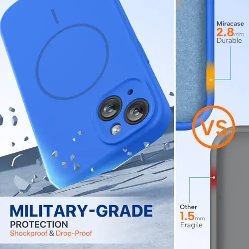 Miracase Compatible with iPhone 15 Case, [Soft Anti-Scratch Microfiber Lining], Liquid Silicone Case Gel Rubber Shockproof Drop Protection Phone Case for iPhone 15, Mediterranean Blue - 3