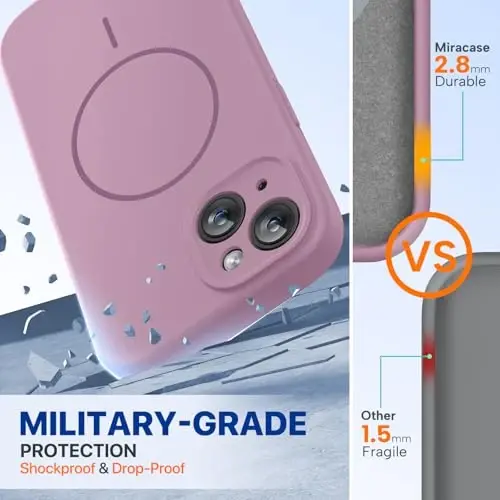 Miracase Compatible with iPhone 15 Case, [Soft Anti-Scratch Microfiber Lining], Liquid Silicone Case Gel Rubber Shockproof Drop Protection Phone Case for iPhone 15, Blackcurrant - 4