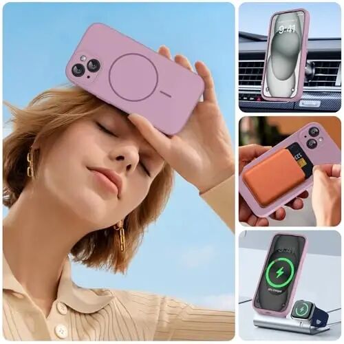 Miracase Compatible with iPhone 15 Case, [Soft Anti-Scratch Microfiber Lining], Liquid Silicone Case Gel Rubber Shockproof Drop Protection Phone Case for iPhone 15, Blackcurrant - 6
