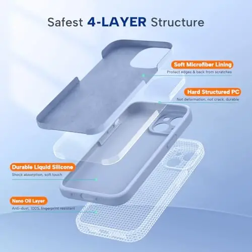 Miracase Compatible with iPhone 15 Case, [Soft Anti-Scratch Microfiber Lining], Liquid Silicone Case Gel Rubber Shockproof Drop Protection Phone Case for iPhone 15, Clove Purple - MIRACASE (1)