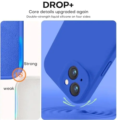 Vooii Compatible with iPhone 15 Case, Upgrade Defender Liquid Silicone, [Enhanced Camera Protection] [Soft Anti-Scratch Microfiber Lining] Shockproof Phone Case for iPhone 15 6.1 inch - Klein Blue - 4