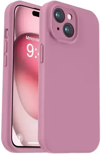 Vooii Compatible with iPhone 15 Case, Upgrade Defender Liquid Silicone, [Enhanced Camera Protection][Soft Anti-Scratch Microfiber Lining] Shockproof Phone Case for iPhone 15 6.1 inch - Lavender Purple - 1