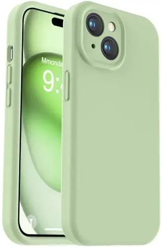 Vooii Compatible with iPhone 15 Case, Upgrade Defender Liquid Silicone, [Enhanced Camera Protection] [Soft Anti-Scratch Microfiber Lining] Shockproof Phone Case for iPhone 15 6.1 inch - Matcha 