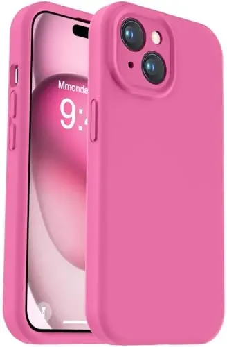 Vooii Compatible with iPhone 15 Case, Upgrade Defender Liquid Silicone, [Enhanced Camera Protection] [Soft Anti-Scratch Microfiber Lining] Shockproof Phone Case for iPhone 15 6.1 inch - Pitaya - 1