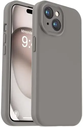 Vooii Compatible with iPhone 15 Case, Upgrade Defender Liquid Silicone, [Enhanced Camera Protection] [Soft Anti-Scratch Microfiber Lining] Shockproof Phone Case for iPhone 15 - Natural Titanium - 1