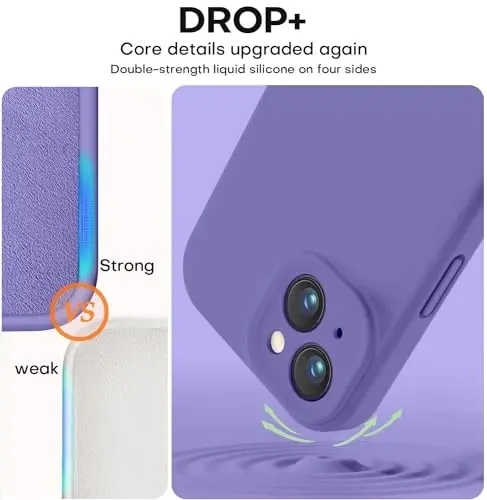 Vooii Compatible with iPhone 15 Case, Upgrade Defender Liquid Silicone, [Enhanced Camera Protection] [Soft Anti-Scratch Microfiber Lining] Shockproof Phone Case for iPhone 15 6.1 inch - Iris - 4