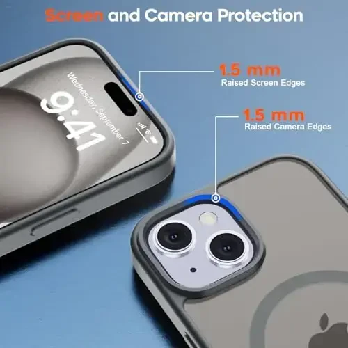 zapica Magnetic for iPhone 15 Case & iPhone 14 Case, [Compatible with MagSafe] [Military Grade Drop Protection] Translucent Matte Shockproof Anti-Scratch Phone Cover, Dark Gray - 6
