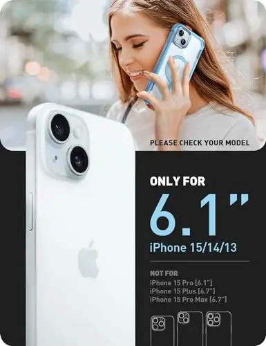 i-Blason Ares Mag for iPhone 15 Case/iPhone 14 13 Case [6.1 inch], [MagSafe Compatible] Full-Body Shockproof Rugged Clear Bumper with Built-in Screen Protector (Blue), iPhone2023-6.1-AreMag-SP - 2
