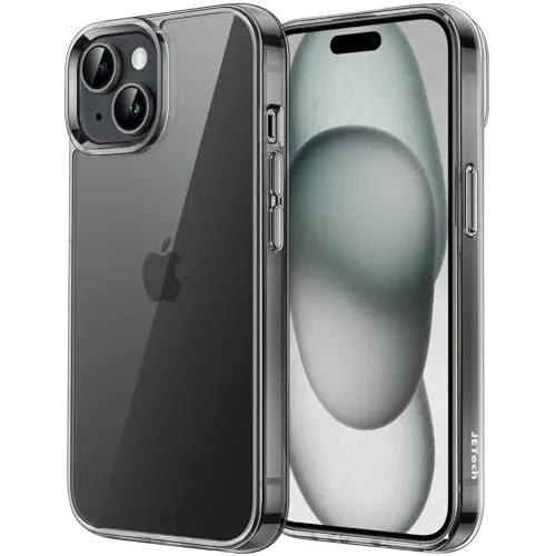 iPhone 15 Plus 6.7 İnç için JETech Kılıf, Sararmaz Darbe Emici Tampon Kapak, Çizilmez Şeffaf Arka Yüz (Siyah) - 1
