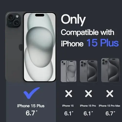 iPhone 15 Plus 6.7 İnç için JETech Kılıf, Sararmaz Darbe Emici Tampon Kapak, Çizilmez Şeffaf Arka Yüz (Siyah) - JETECH (1)