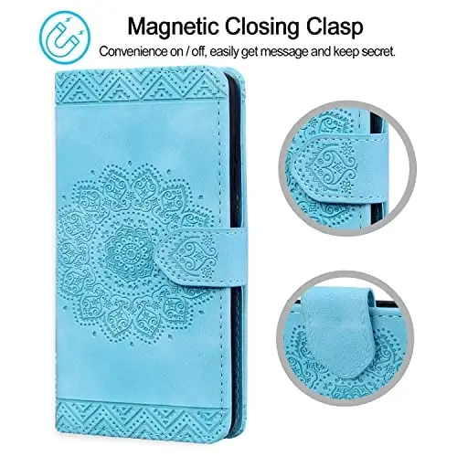 Rosbtib Flip Case for iPhone 15 Plus 6.7 Inch Cover, Vintage Premium PU Leather Wallet Phone Case with Mandala Embossed Design Cover for iPhone 15 Plus 6.7