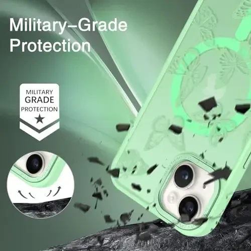 BENTOBEN for iPhone 15 Plus Case,Cute Butterfly Pattern iPhone 15 Plus Magnetic Cover [Compatible with MagSafe] Translucent Matte Slim Women Girl Protective Case 6.7