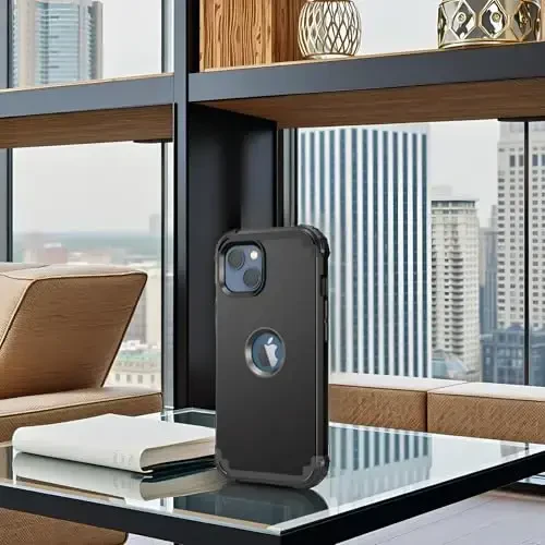 IDweel for iPhone 15 Plus Case with Screen Protector, 3 in 1 Shockproof Slim Fit Hybrid Heavy Duty Hard PC Cover Soft Silicone Bumper Full Body Case (Black) - 3