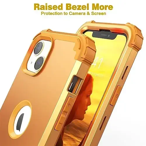 IDweel for iPhone 15 Plus Case with Screen Protector, 3 in 1 Shockproof Slim Fit Hybrid Heavy Duty Hard PC Cover Soft Silicone Bumper Full Body Case (Sundial) - 7