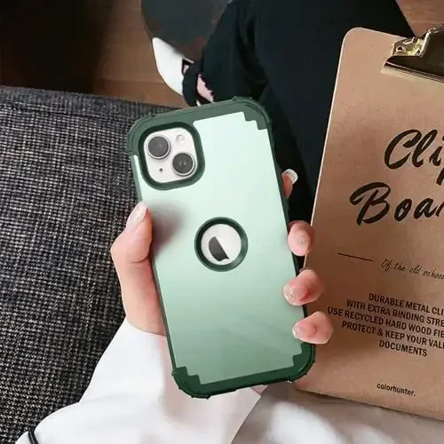 IDweel for iPhone 15 Plus Case with Screen Protector, 3 in 1 Shockproof Slim Fit Hybrid Heavy Duty Hard PC Cover Soft Silicone Bumper Full Body Case (Mint) - 6