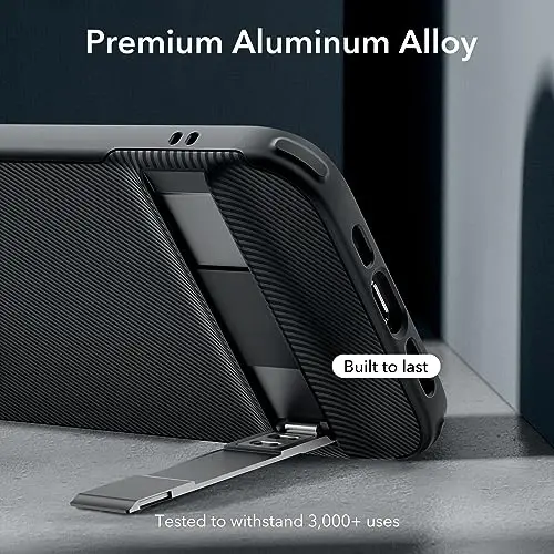 ESR for iPhone 15 Plus Case, Metal Kickstand Case, 3 Stand Modes, Military-Grade Drop Protection, Supports Wireless Charging, Slim Back Cover with Patented Kickstand, Boost Series, Black - 4