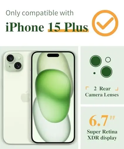 iPhone 15 Plus için GVIEWIN Çiçekli Kılıf, Ekran Koruyucu ve Kamera Lens Koruyuculu, [Sararma Yapmayan] Yumuşak Darbeye Dayanıklı Şeffaf Kadın Telefon Kılıfı, Çiçek Desenli 6.7