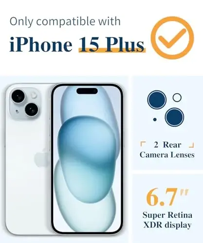iPhone 15 Plus için GVIEWIN Çiçekli Kılıf, Ekran Koruyucu ve Kamera Lens Koruyuculu, [Sararma Yapmaz] Kadınlar İçin Yumuşak Darbe Emici Şeffaf Telefon Kılıfı, Çiçek Desenli Tasarım 6.7
