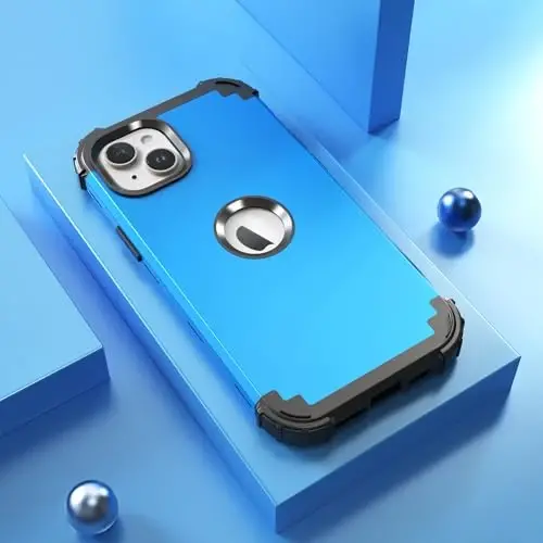 IDweel for iPhone 15 Plus Case with Screen Protector for Women, Luxury 3 in 1 Shockproof Slim Fit Hybrid Heavy Duty Hard PC Cover Soft Silicone Bumper Full Body Anti-Fingerprint Case,Sky Blue - IDWEEL (1)