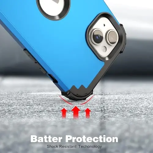 IDweel for iPhone 15 Plus Case with Screen Protector for Women, Luxury 3 in 1 Shockproof Slim Fit Hybrid Heavy Duty Hard PC Cover Soft Silicone Bumper Full Body Anti-Fingerprint Case,Sky Blue - 6