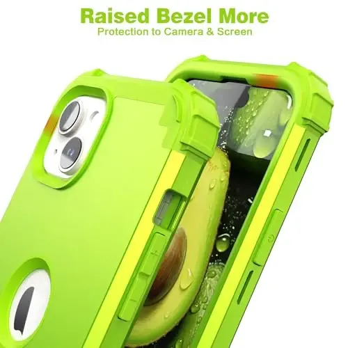 IDweel for iPhone 15 Plus Case with Screen Protector, Luxury 3 in 1 Shockproof Slim Fit Hybrid Heavy Duty Hard PC Cover Soft Silicone Bumper Full Body Anti-Fingerprint Case,Grass Green - 5